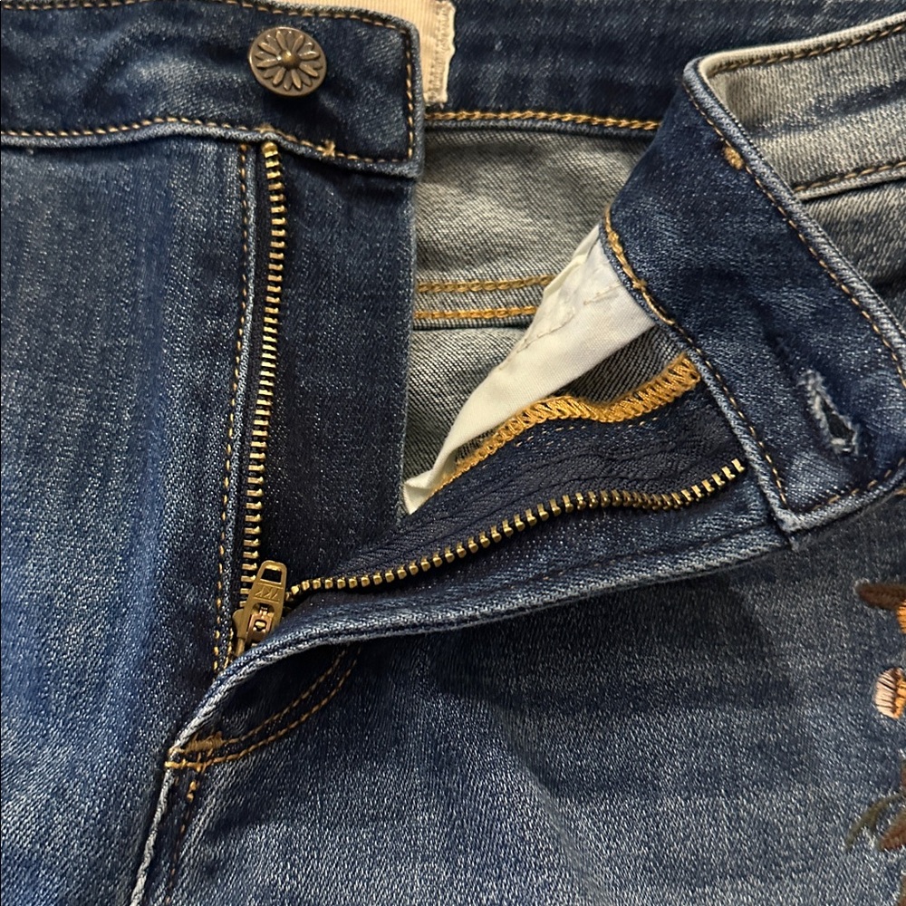 NEW Driftwood Embroidered Jackie Skinny Jean Tobacco & Wine Was Blue Jeans 28 - Picture 15 of 17